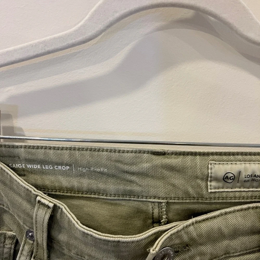 Adriano Goldschmied AG Saige Wide-Leg Crop Jeans Dusty Sage Green Sz 30 - Picture 6 of 8